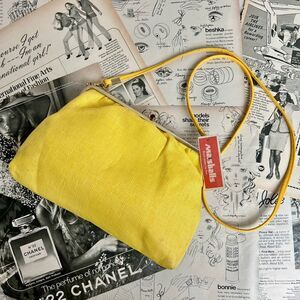 Vintage 90s Yellow Italian Convertible Crossbody Clutch Kiss Lock Bag NWT